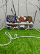 “Elegant White Flory Handmade Long Clutch