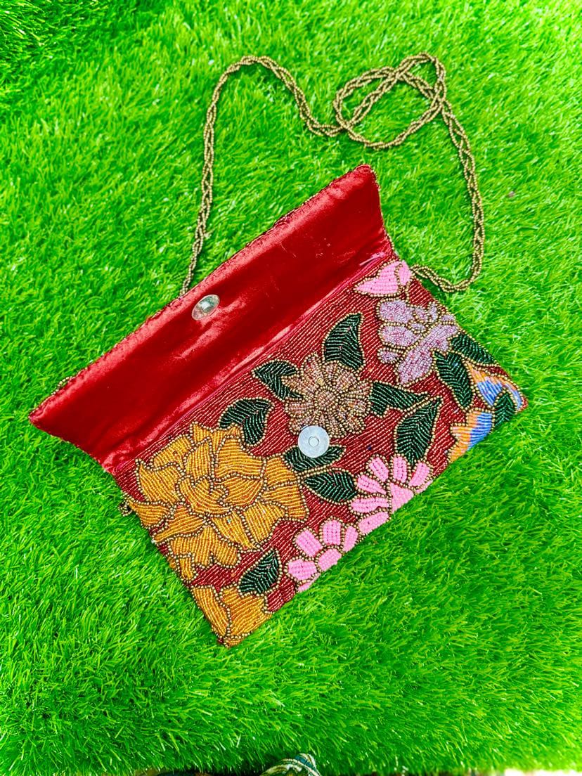 Red Bead Luxe Handmade Clutch