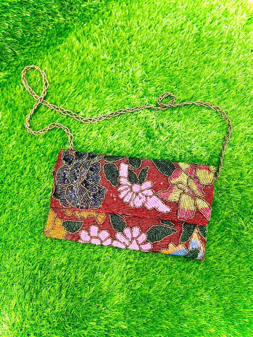 Red Bead Luxe Handmade Clutch