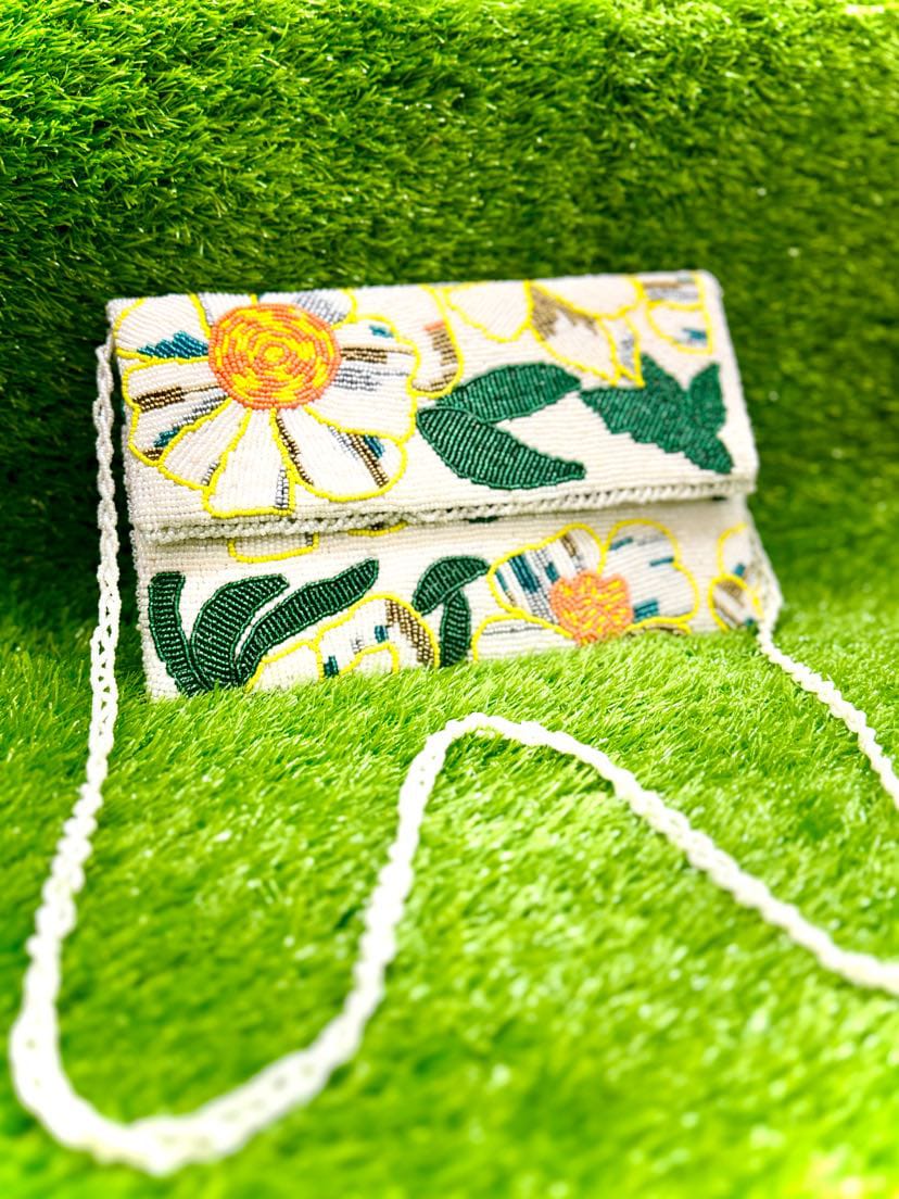 Flory Pearl Moti Beaded Evening Clutch
