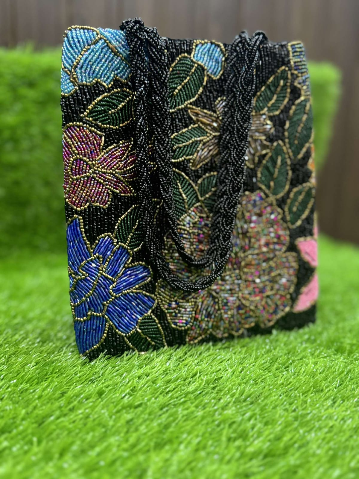 Elegant Black Multi-Color Handmade Bag