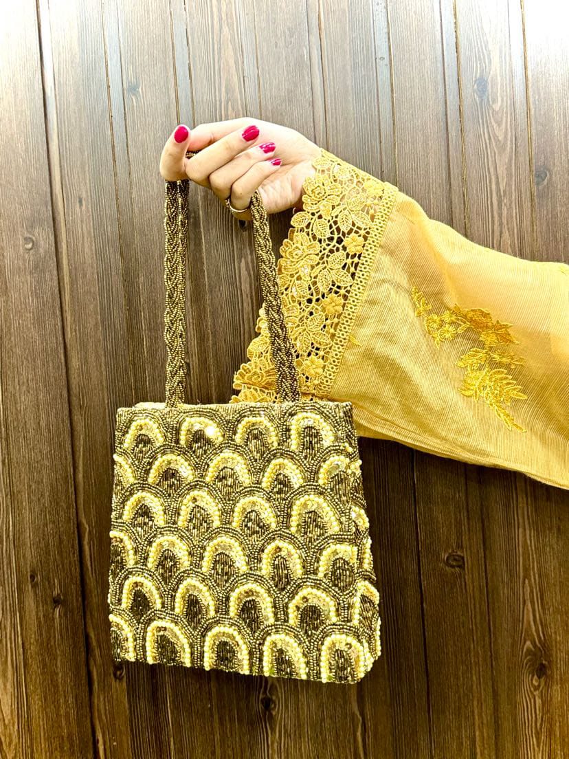 Golden/Handembriodered bag,